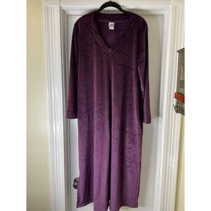 Natori Velour Ultra Soft Purple 1/2 Zip Lounger Robe Nightgown Size L